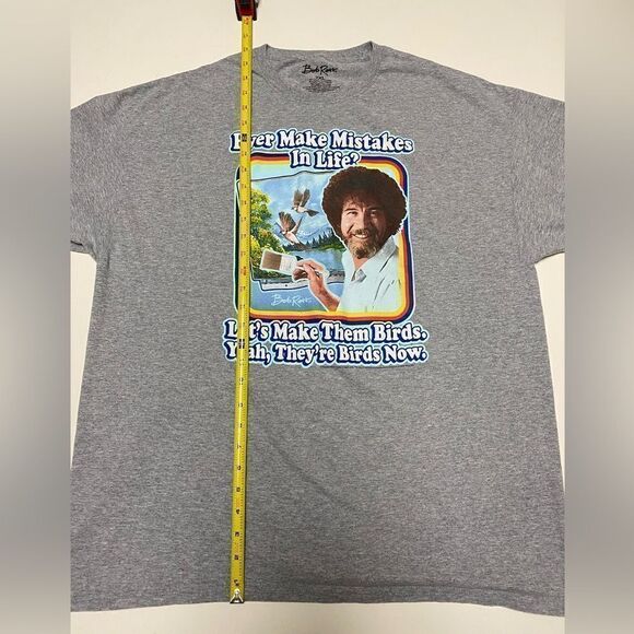 Bob Ross Men’s Gray Ever Make Mistakes in Life Graphic Shirt - Picture 5 of 7